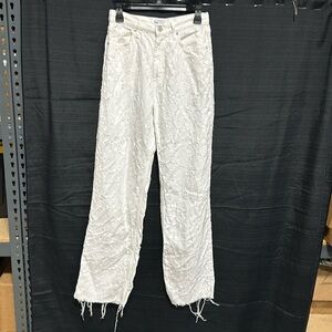 Zara‎ white distressed wide leg jeans size 4 / box 16-16